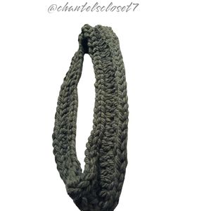 🏷2 For $20!!🏷 Handmade Knitted Infinity Scarf - Dark Green - Wool Yarn - Soft